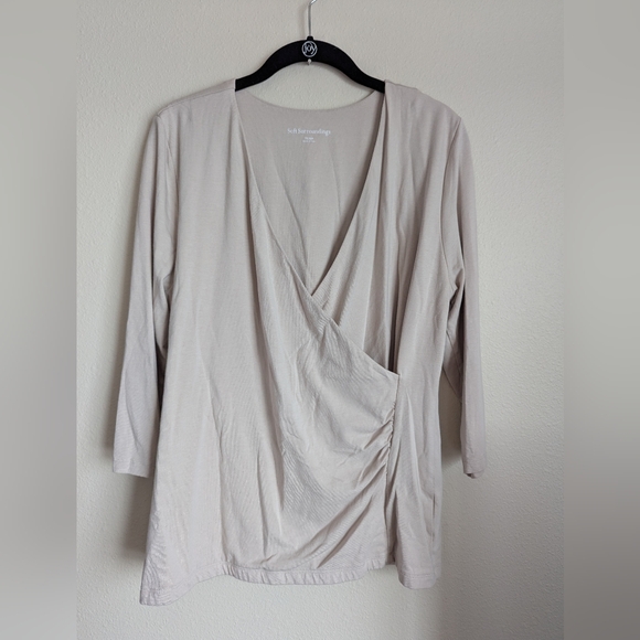 NWOT Soft Surroundings Oatmeal Colored Top Size XL - Picture 1 of 4
